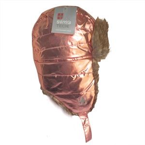 SWISS TECH Pink Metallic Winter Trapper Hat